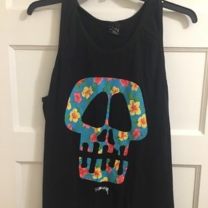 Stussy men’s tank with flowered skull